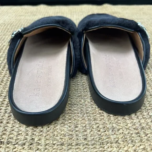 Kate Spade New York Cici Faux Fur Clogs Gem Buckle - Picture 4 of 7